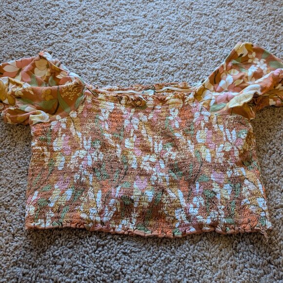 aerie Tops - Aerie Crop Top size medium in an Orange floral pattern